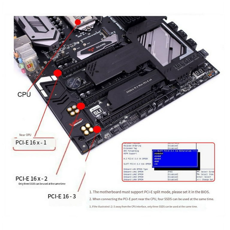 Motherboard Gpu Pcie X16 PCIe X16 To Ports NVMe-Compatible