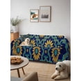 thumbnail image 6 of Vintage Floral Couch Cover, Country Flowers Abstract Art Blue Yellow Sofa Cover Blanket for 2 Seat Cushion, Sectional Sofa Slipcover Furniture Protector for Living Room Bedroom 71''x102'', 6 of 9