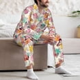 thumbnail image 7 of Naloa Butterflies and Roses Men’s Pajamas Set - Long Sleeve Button Down Sleep Shirt and Pajama Bottoms Sleepwear Set-Medium, 7 of 7