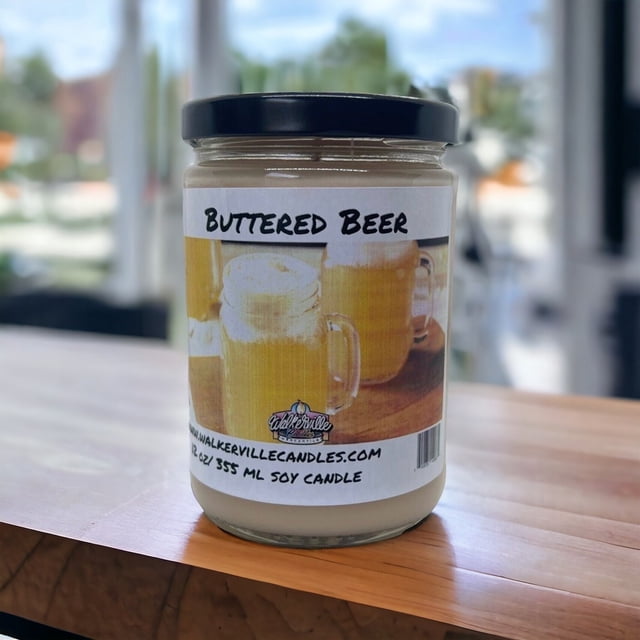 Buttered Beer Vegan Coconut Soy 12 oz/ 355 ml Candle Hand-poured, Eco-friendly, Clean Burning, Bakery, Food, Drink