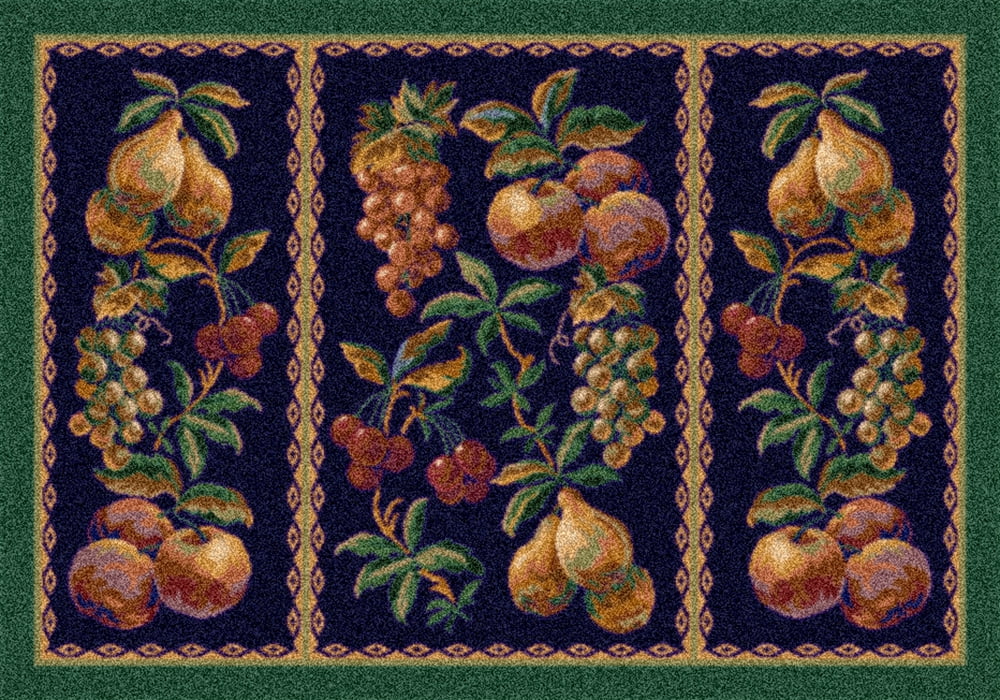 Milliken Black Floral Door Mat Fruit Medley Grape Aprx 2' 8" x 3' 10