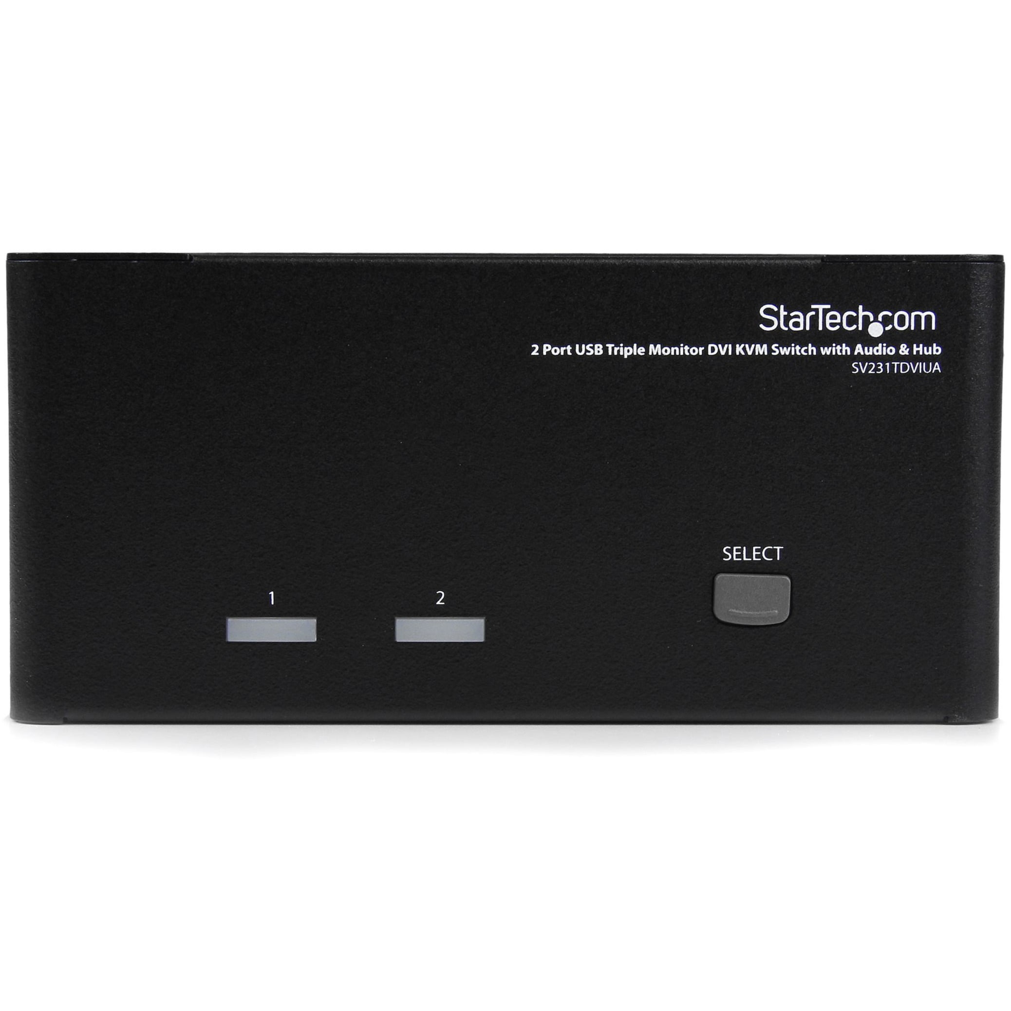Startech 2 Port Triple Monitor DVI USB KVM Switch with Audio & USB 2.0 Hub - 2 Port - Rack-mountable