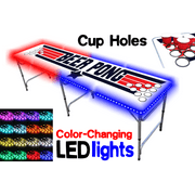 8Foot Professional Beer Pong Table w/ Cup Holes & LED Glow Lights
