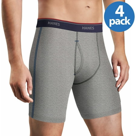 Hanes Big Men's FreshIQ Comfort Flex Waistband Long Leg Boxer Brief 4-Pack, size 2XL
