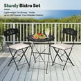 thumbnail image 3 of Ktaxon Outdoor 3-Piece Folding Bistro Set with Cushion, Small Metal Patio Seating Furniture Set - Black, 3 of 9