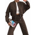 thumbnail image 3 of Conjuntos de Salón para Mujer, Conjunto Deportivo de 2 Piezas, Sudadera, Pantalón Deportivo de Pierna , Conjunto Deportivo A Juego Café M, 3 of 8