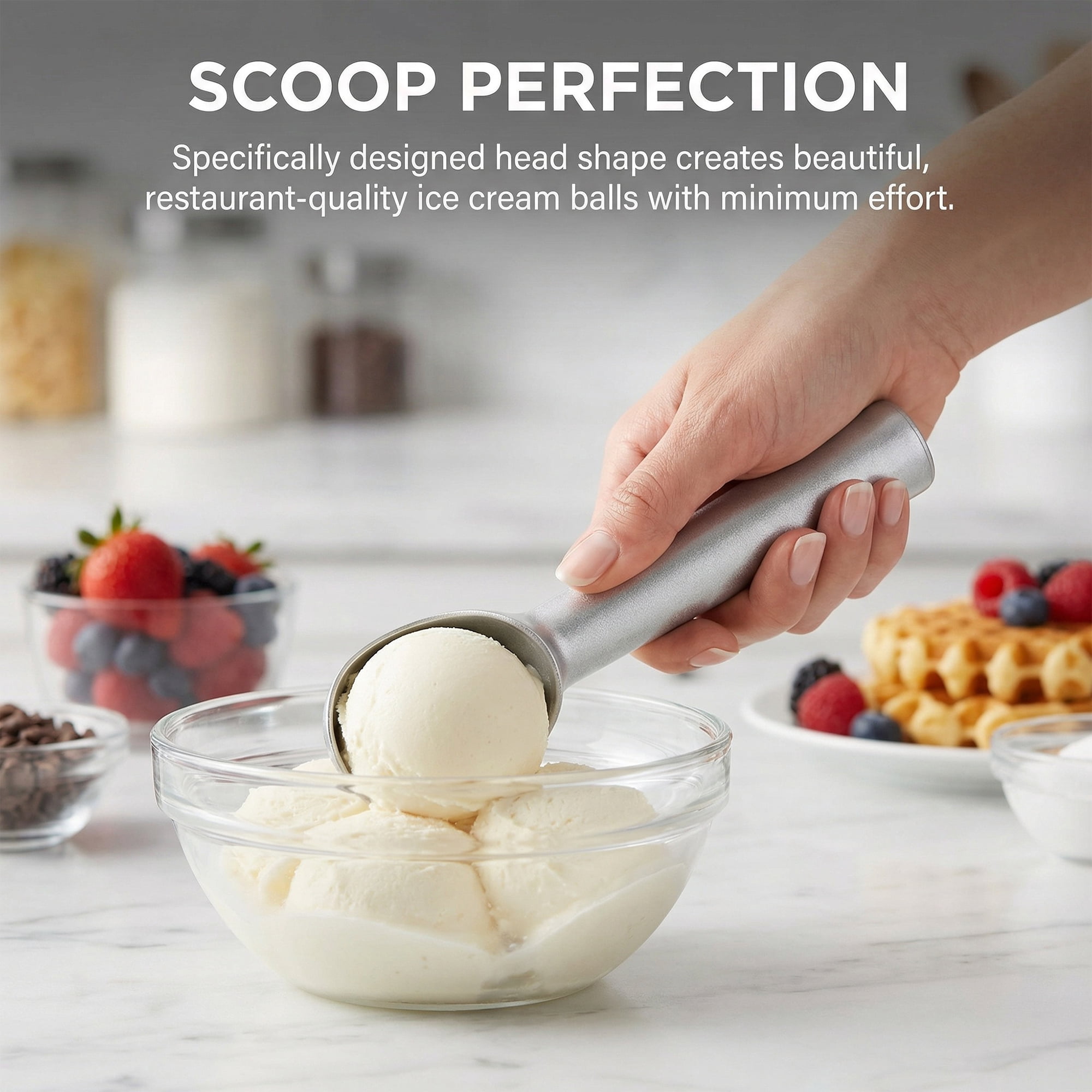 Unique Bargains Stainless Steel Ice Cream Scoop with Handle Silver 1