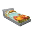 thumbnail image 2 of Ambesonne Harvest Fitted Sheet & Pillow Sham Set, Fall Season Yield Leaf, Twinxl, Orange Vermilion Green, 2 of 2