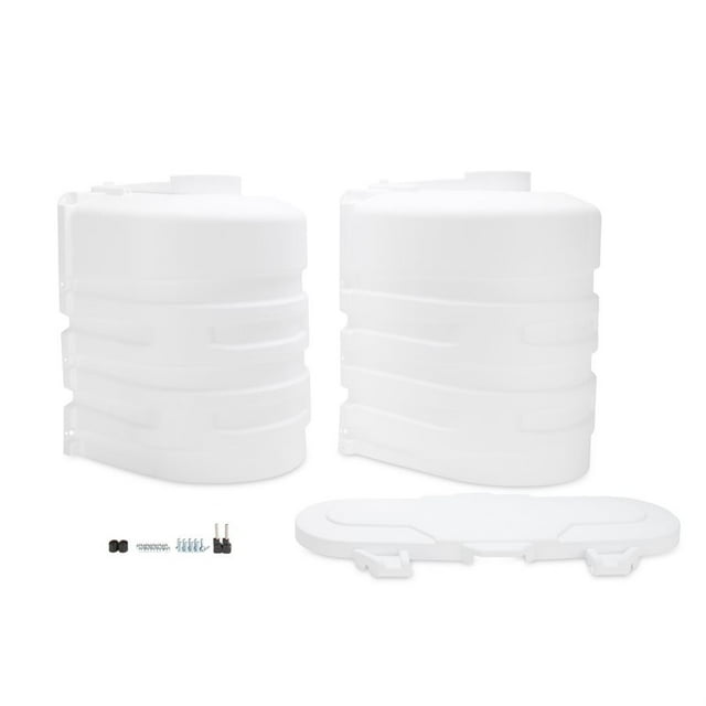 Camco Propane Tank Cover 50503 For Dual 20 Pound Tanks While Mounted; Protection From Flying Debris and UV Rays; White; Polymer