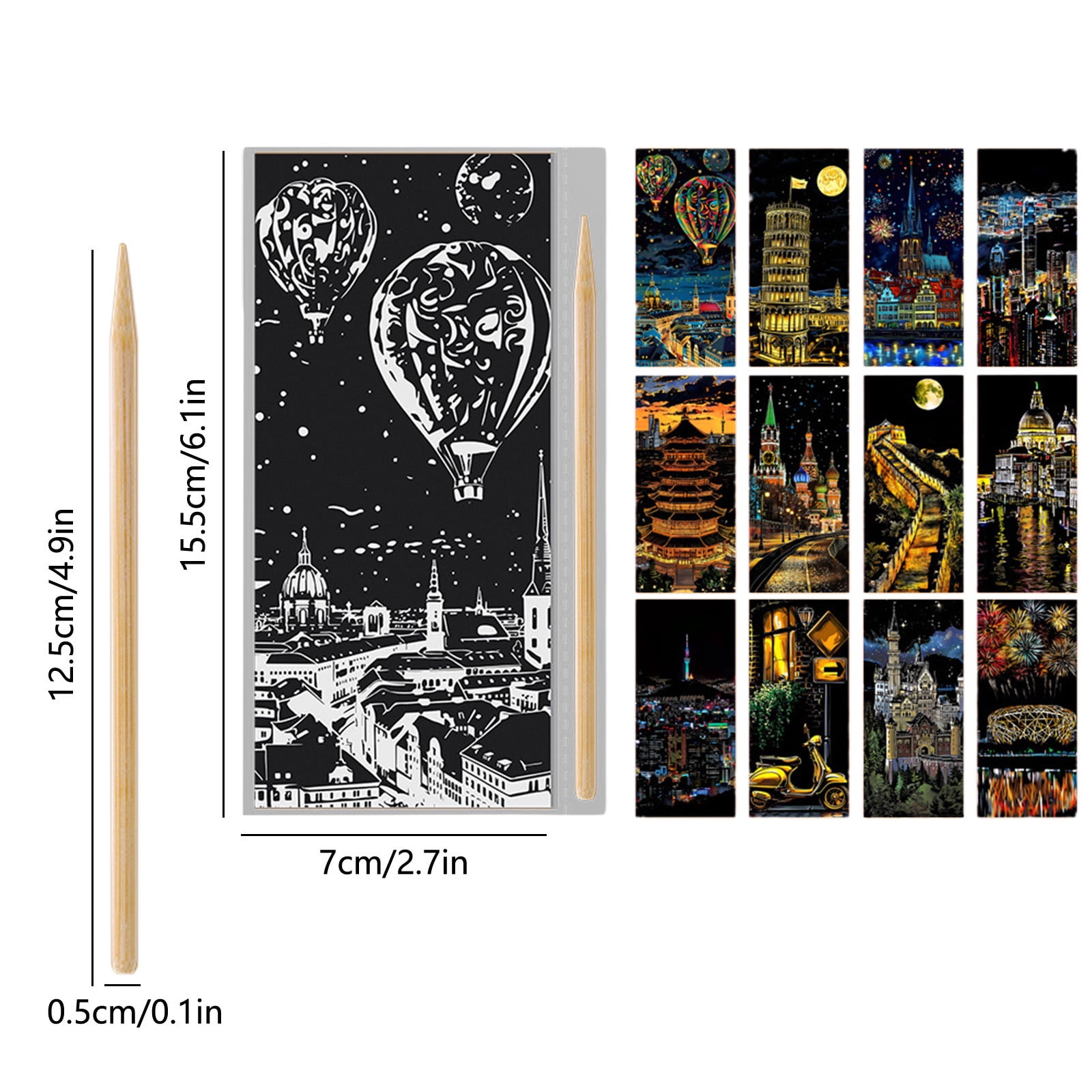 YiJuHui 216pcs Scratch Art for Adults -Glow in The Dark Scratch Craft Kit (12 Sheets) DIY Foil Engraving Art Set|Stress Relief Gift for Craft Lovers Creative Scratch Art Home Decor