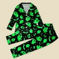 thumbnail image 7 of UJNDER Matching Family Halloween Print Pajama Long Sleeve Silk Like Sleepwear for Kids Comfortable Loungewear Party Outfit Kids Green_002 11-12 Years, 7 of 7