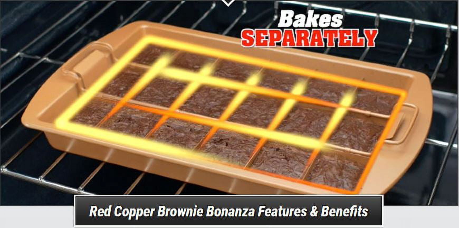 As Seen on TV 234873 13 x 9 in. Red Copper Brownie Bonanza Pan
