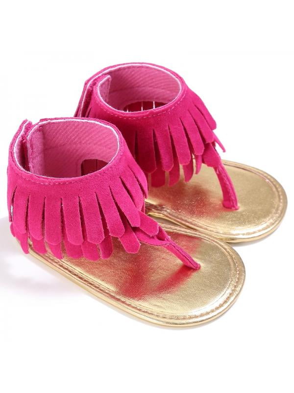 Baby Girls Crib Shoes Infant Toddler Pom Pom Summer Sandals Newborn to 18 Months 