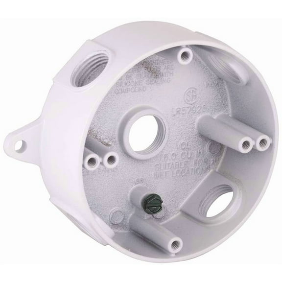 Bell Weatherproof Round Box 5-1/2 Outlets White 5361-1