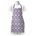 thumbnail image 3 of Floral Apron, Graphic Abstract Gardening Theme with Petals and Curves, Unisex Kitchen Bib with Adjustable Neck for Cooking Gardening, Adult Size, Purple Grey Purple, by Ambesonne, 3 of 4