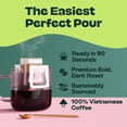 thumbnail image 5 of Copper Cow Coffee Pour Over Single-Serve Vietnamese Coffee Pouches (12 pack) | Classic Black | Dark Roast | Convenient Vietnamese Ground Coffee Packets, 5 of 6