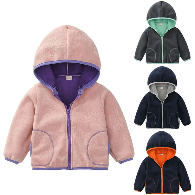 Fashionable And Soft Polar Fleece Jacket For Boys And Girls With Hood And Hidden Pockets