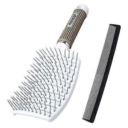 Peine de madera de dientes anchos para desenredar el cabello rizado con acabado antiestático y masajeador del cuero cabelludo.