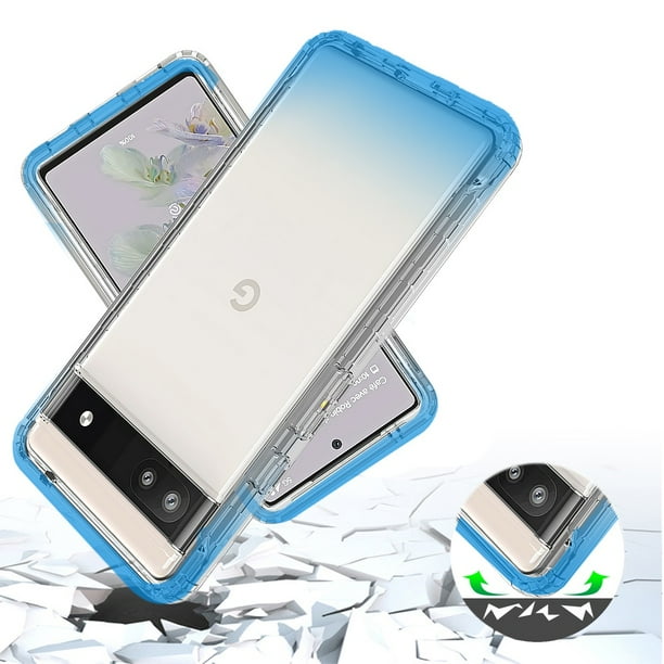 Phone Case for Google Pixel 6A Dual Layer Hybrid Clear Gradient Two