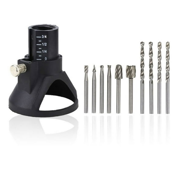 11pcs Rotary Multi Tool Cutting Guide HSS Router Drill Bits Set Attachment For Dremel