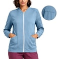 thumbnail image 2 of Women's Zip Up Scrub Jacket Long Sleeve Medical Workwear Coat Ladies Fall Casual Nurse Uniform Outerwear S-XXL, 2 of 7