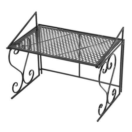 Oven Shelf - Yosoo Black Iron Fashionable Folding Microwave Oven Rack Stand Kitchen Storage Shelf Organizer, Microwave Oven Stand,Microwave Oven Shelf