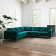 thumbnail image 4 of Hudson Turquoise Velvet Modern Living Room Corner Symmetrical Sofa, 4 of 9