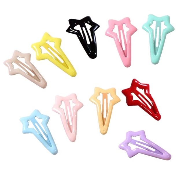 Duehut HLLMX 10 PCS Estrellas Coloridas Pinza de Pico de Pato Pinza para el Cabello Antideslizante Niños pequeños Coloridos Lindos Pasadores de Metal para el Cabello Accesorios para el Cabello para ni