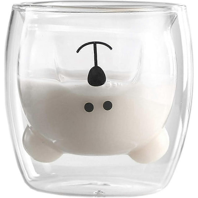 Tazas lindas con forma de oso, té, café, leche, pareja, tazas de vidrio de doble pared, regalos divertidos para San Valentín y cumpleaños.