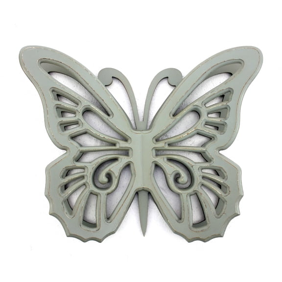 18.5" x 23" x 4" Gray Rustic Butterfly Wooden Wall Decor