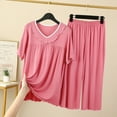 thumbnail image 2 of BELLZELY Women's Pajamas, Sleepwear Short Sleeved Capris Large And Thin Casual And Minimalist Home Wear Two-piece Set, 2 of 2