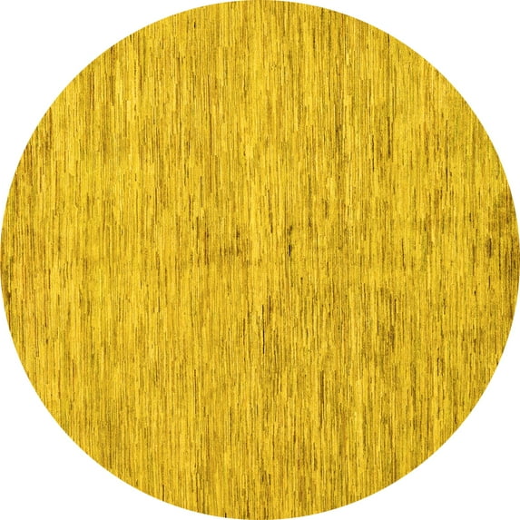 Ahgly Company Machine Washable Indoor Round Solid Yellow Modern Area Rugs, 5' Round