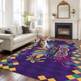 thumbnail image 2 of Large Area Rugs for Living Room Bedroom, Purple Carnival 8'x10' Rug Washable Carpet Runner Indoor Outdoor, Modern Geometric Feathers Ethnic Non Slip Floor Mats Rug for Kitchen, Patio, 2 of 8