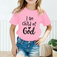 thumbnail image 2 of Girls Shirts,Printed T-Shirt Round Neck Short Sleeve Casual Top Loose Fit Soft Summer Comfortable Playground School Stylish Outfit,School Outfits for Girls,Pink,4-6 Years, 2 of 4