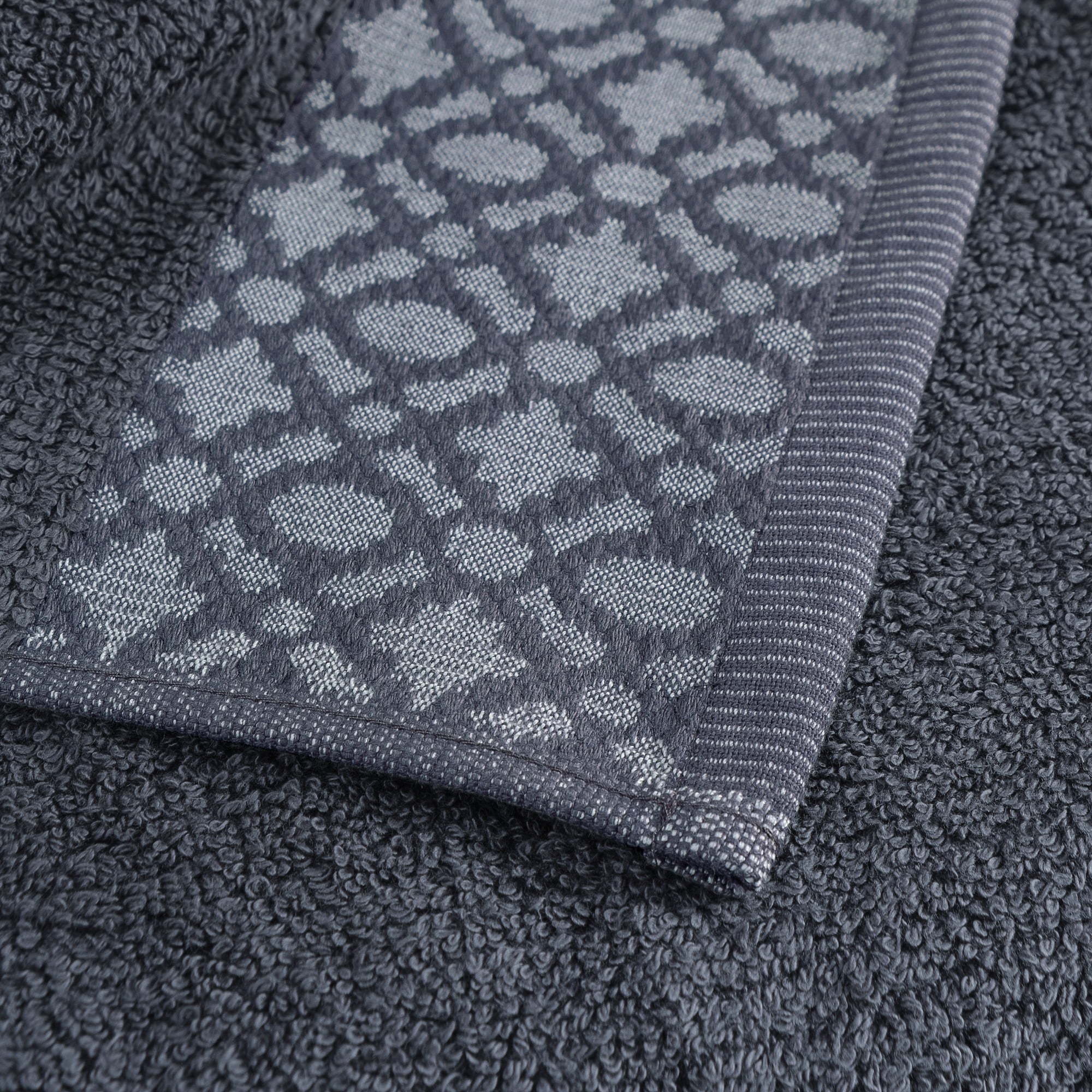 Market & Place Turkish Cotton Jacquard 6-Piece Hand Towel Set, Dark Grey