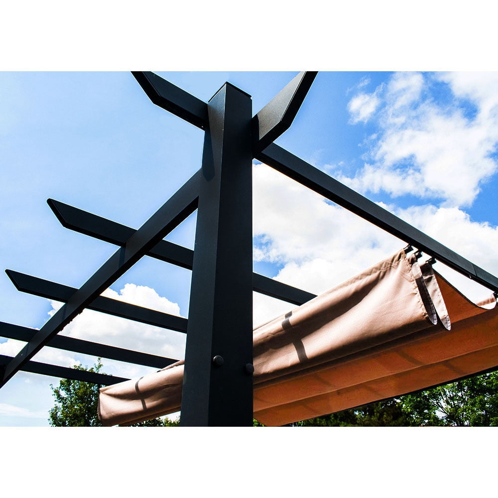 ALEKO PERGSAND Aluminum Outdoor Canopy Grape Trellis Pergola 9 x 9 ft Sand Color