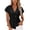 Black, variant on Women's Denim Short Cap Sleeve V Neck Blouses Solid Surplice Wrap Button Front Asymmetrical Hem, Summer 2026 Casual Everyday Clothes Trendy Y2K Fashion Streetwear