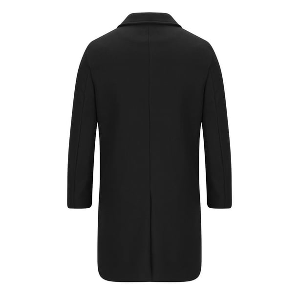 YANHAIGONG Mens Trench Coat Full Length Grey Winter Pea Coat