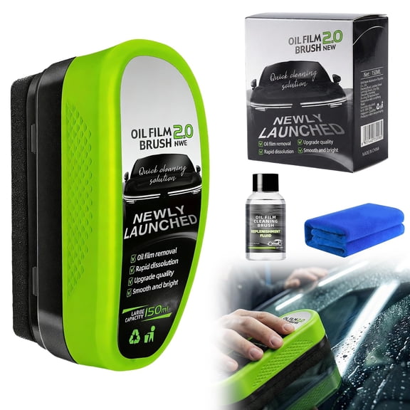 Car Windshield Cleaner Brush with Built-in Liquid for Auto Glass, Oil Film Remover Kit
