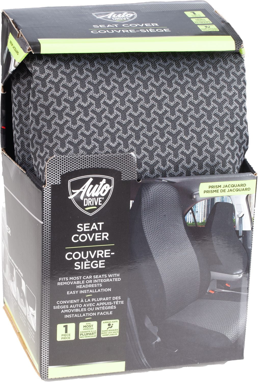 Auto Drive 1-Piece Atlanta Front Car Seat Cover Black/Grey
