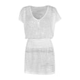 thumbnail image 1 of Vestido Corto de Manga Larga para las Mujeres Vestido de Cuello en V de Estilo Impreso, Poliéster Toda la Temporada, 1 of 6