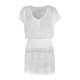 thumbnail image 1 of Vestido Corto de Manga Larga para las Mujeres Vestido de Cuello en V de Estilo Impreso, Poliéster Toda la Temporada, 1 of 6