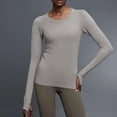 thumbnail image 5 of Neewe Seamless Long Sleeve Shirts for Women Waist Length - Workout Athletic Running Gym Yoga Tops Crewneck Breathable, 5 of 9