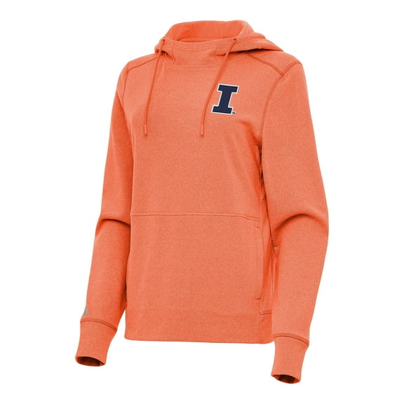 Women's Antigua Heather Orange Illinois Fighting Illini Justice Pullover Hoodie