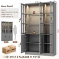 thumbnail image 7 of MEISSALIVVE 78.7" Kitchen Pantry Cabinet with Glass Doors & LED Lights, Freestanding Storage Hutch with Shelves, Gray Pantry Cupboard, 47.2" W x 15.7" D, 7 of 7
