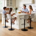 thumbnail image 3 of FIRAVOE Swivel Bar Stools Set of 4, Counter Height Bar Stools with Back, Adjustable Bar Stools 24" to 32", Gray Leather Kitchen Barstools Counter Stools Island Bar Chairs, 3 of 10