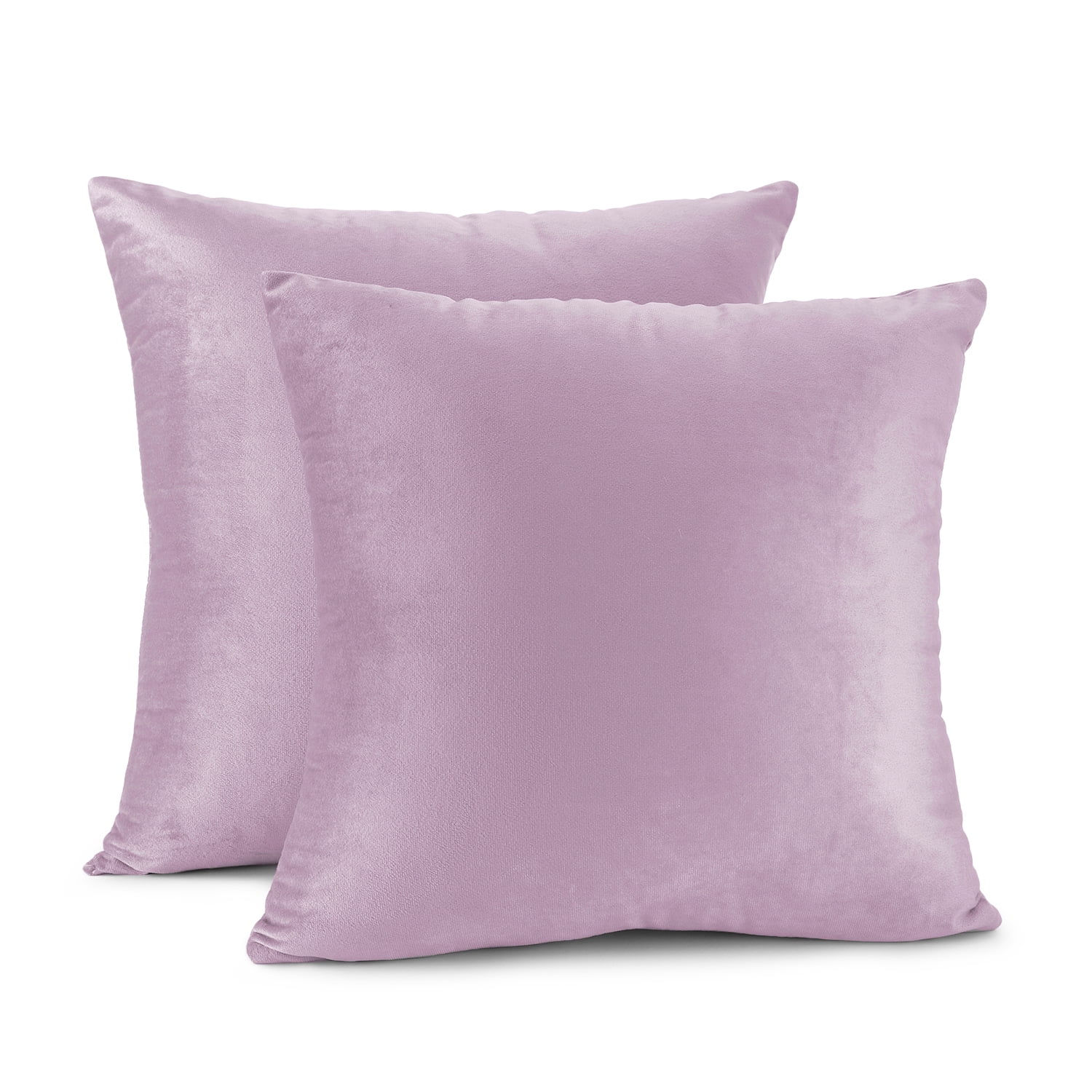Clara Clark Plush Solid Decorative Microfiber Square Throw Pillow Cover with Throw Pillow Insert for Couch, Grey Lavendar, 24"x24"", 4 Piece Decorative Soft Throw Pillow Set