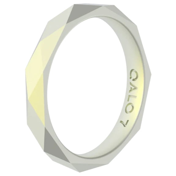 QALO Women's Stackable Rubber Silicone Ring - Holographic White Geo Silicone Ring Size 05