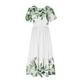 thumbnail image 3 of Moxiu Women's 2024 Spring Summer Casual Short Sleeve Round Neck Bohemian Dresses High Waist Smocked Flowy Tiered Midi Dress with Pockets, 3 of 5