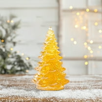 AuroraX Resin Christmas Decoration Yellow Small Bohemian Crystal Figurines Neutral Decorative Christmas Trees for Birthday Gifts,Indoor Decor